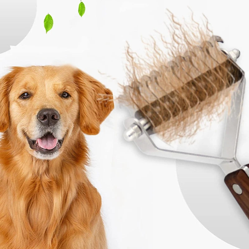 Professional Dog Dematting Comb - Wooden Handle Knot Remover Brush for Dogs & Cats - Deribla Store