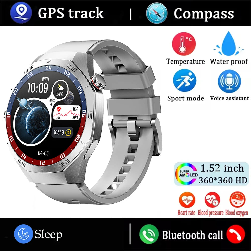 2025 New NFC Smart Watch Men HD AMOLED Screen GPS