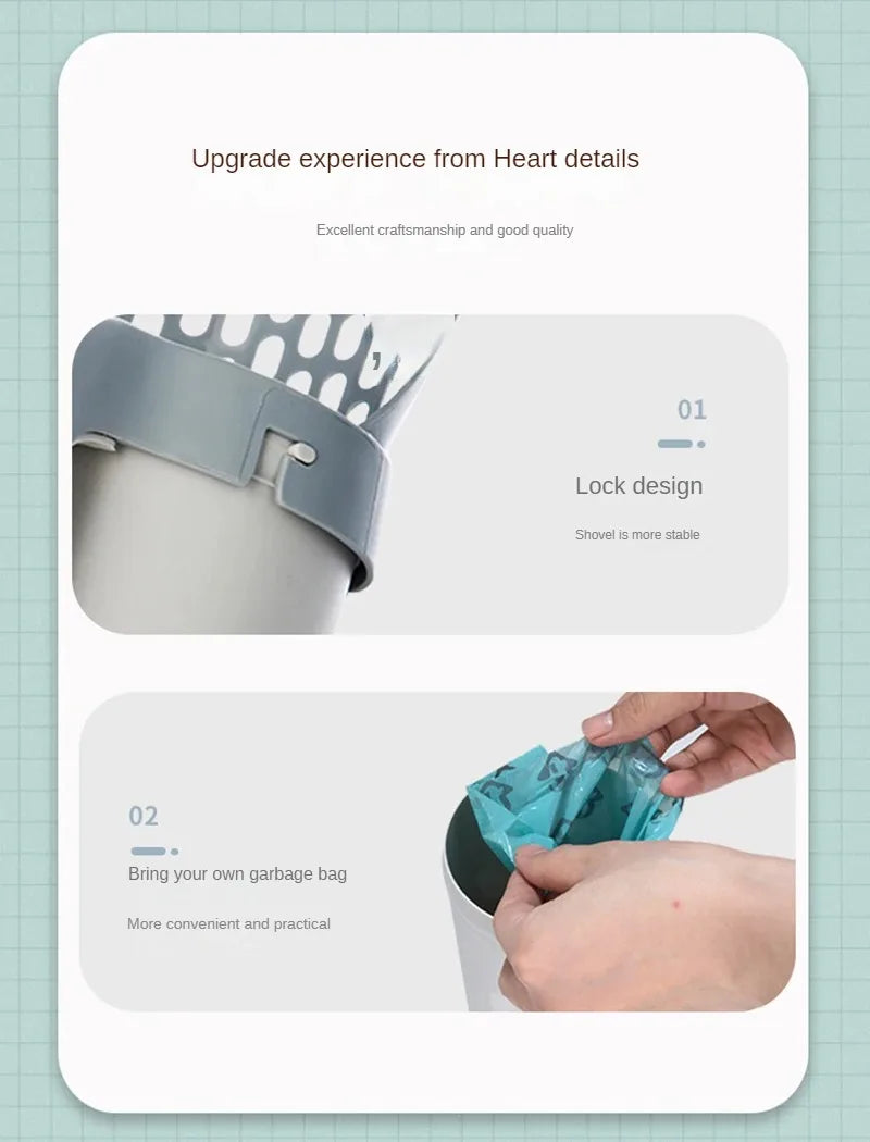 Cat Litter Scoop Shovel - Self-Cleaning Filter Toilet Garbage Picker with Waste Bags - Deribla Store