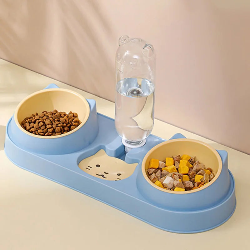 3-in-1 Elevated Cat Feeder - Double Bowl with Automatic Water Dispenser for Cats & Small Dogs - Deribla Store