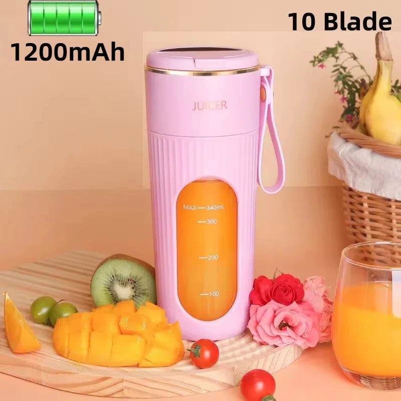 Rechargeable Portable Juicer - 14-Blade Fast Mixing Blender with 2400mAh Battery (400ml) - Deribla Store