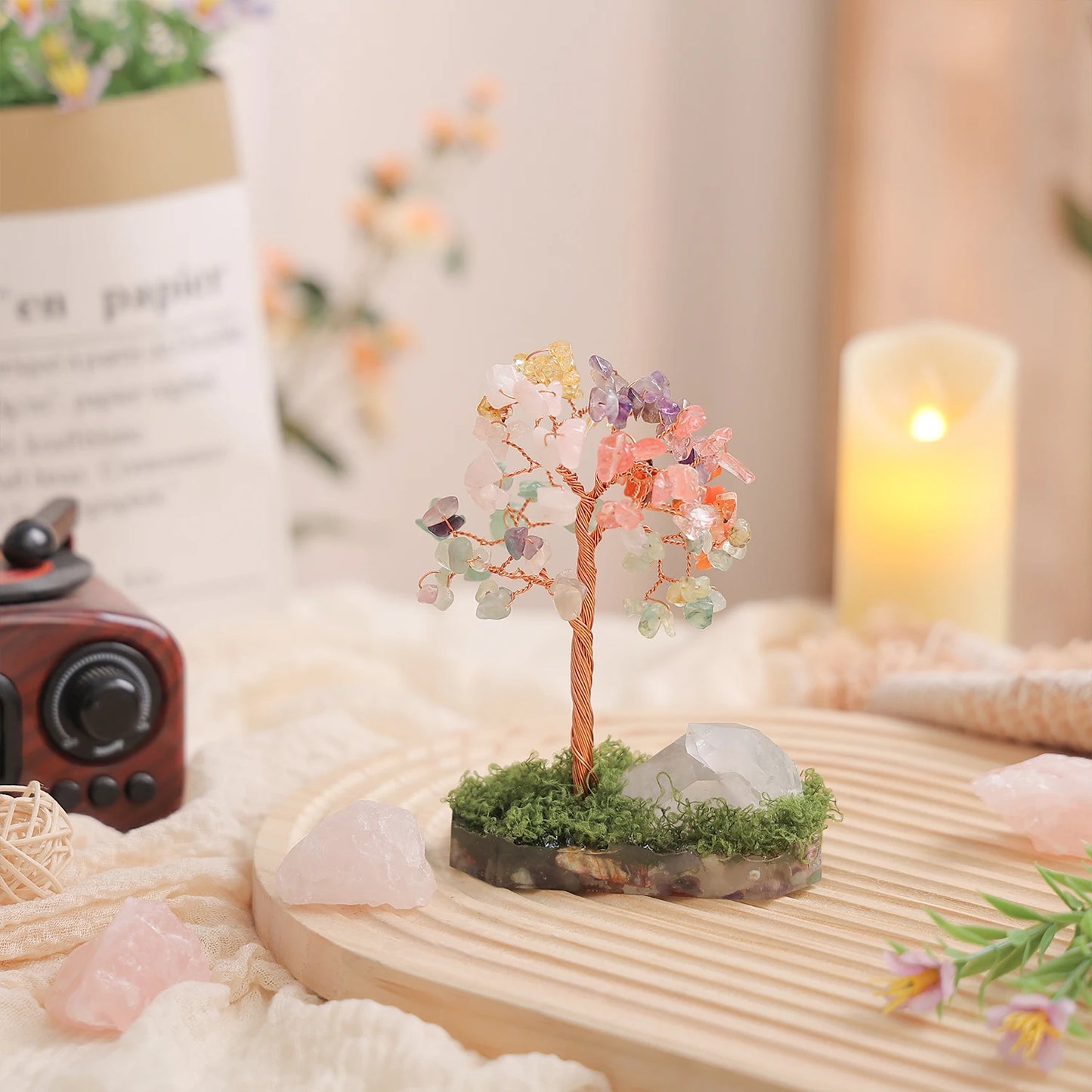 Crystal Money Tree Crystal Stone Rainbow Natural Gem Sitting Floor