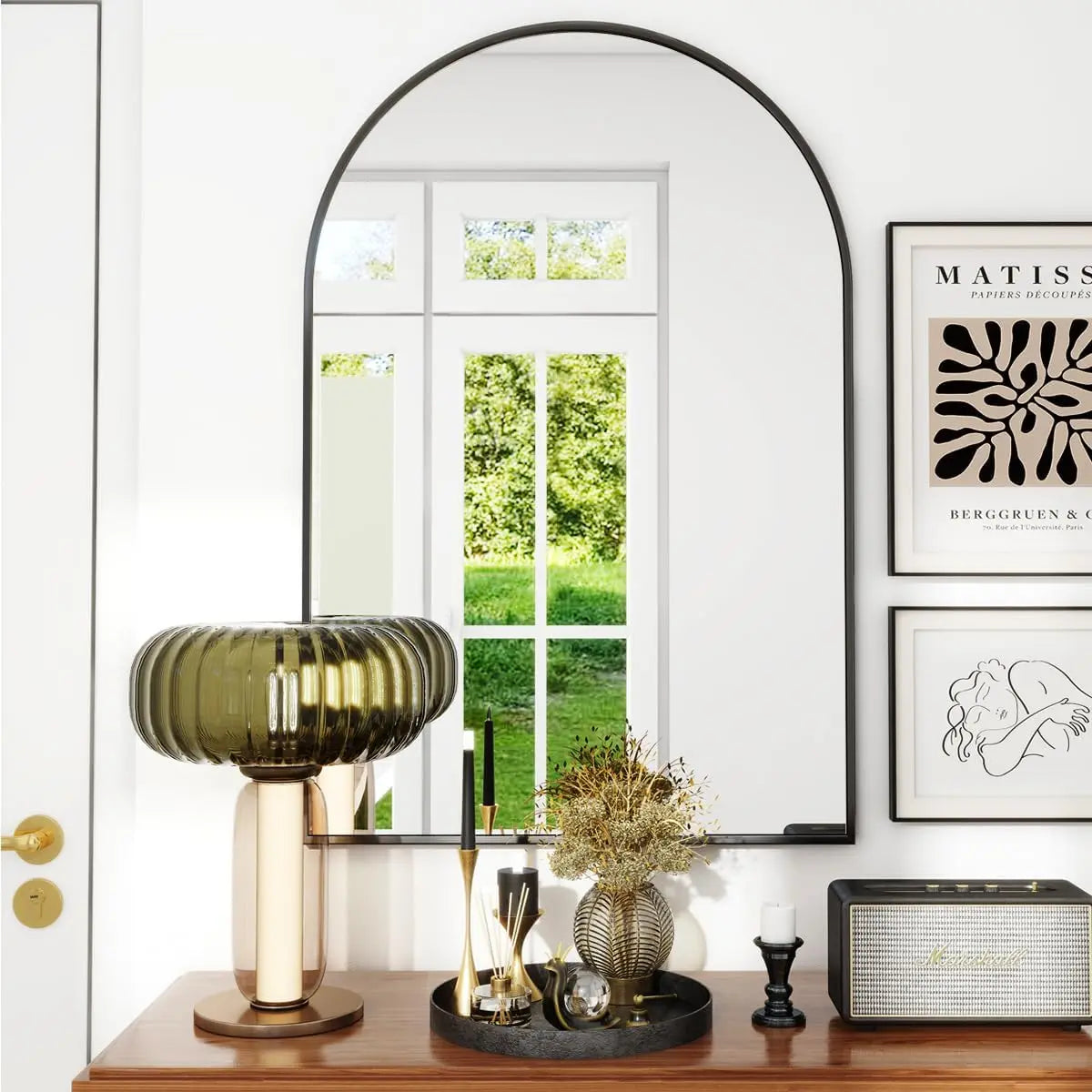 20"x30" Arched Wall Mirror - Gold Metal Frame, Modern Bathroom Vanity Mirror - Deribla Store