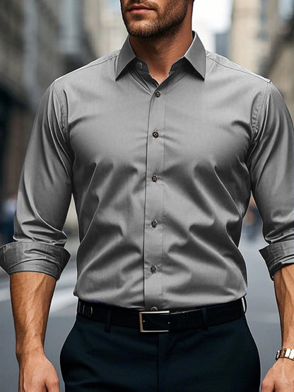 FGKKS Men Casual White Shirt Brand Fashion Solid Color Long