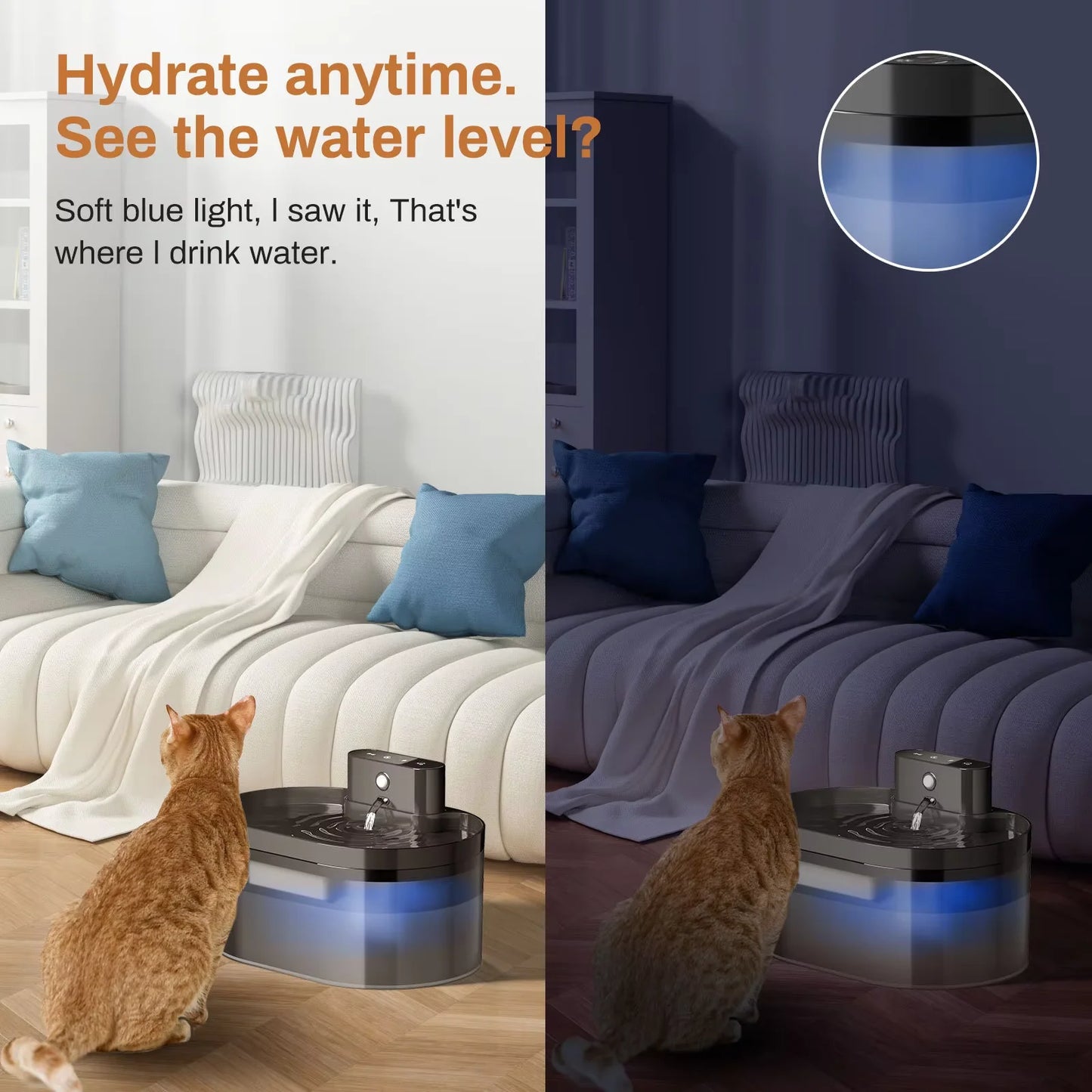 2.2L Wireless Pet Water Fountain - Rechargeable with Infrared Sensor & 3 Filters - Deribla Store