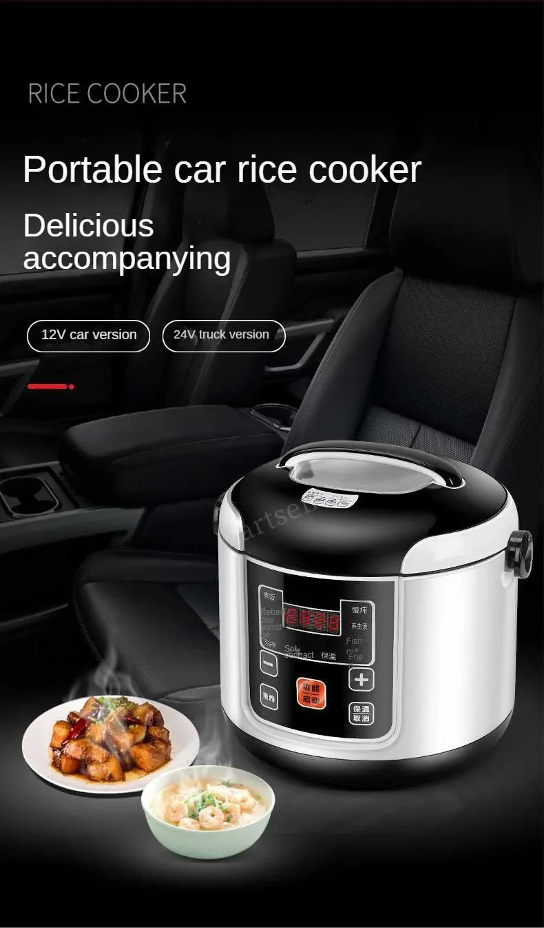 2L Portable Car Rice Cooker - 12V/24V Electric Mini Multicooker for Truck & Car Travel - Deribla Store