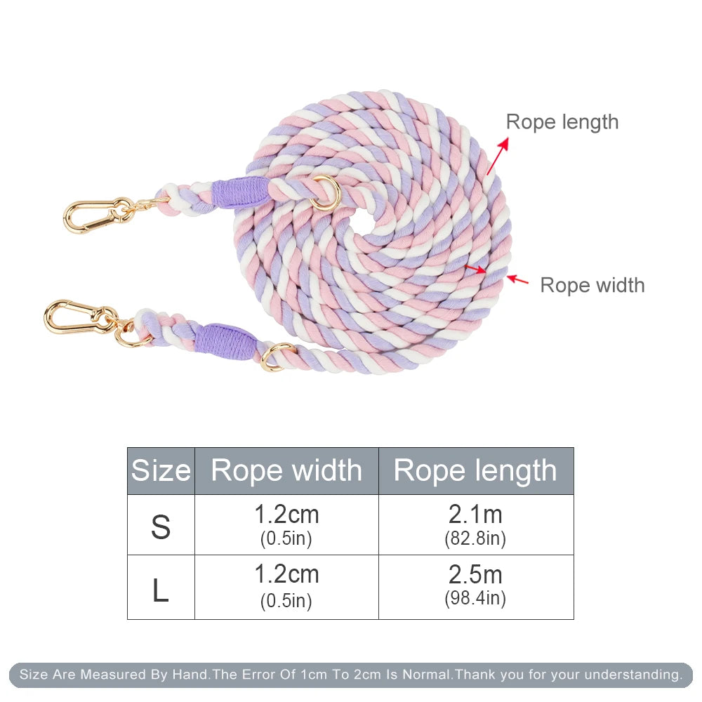 Handmade Braided Dog Leash - 250cm Strong Cotton Rope Heavy Duty Leash - Deribla Store