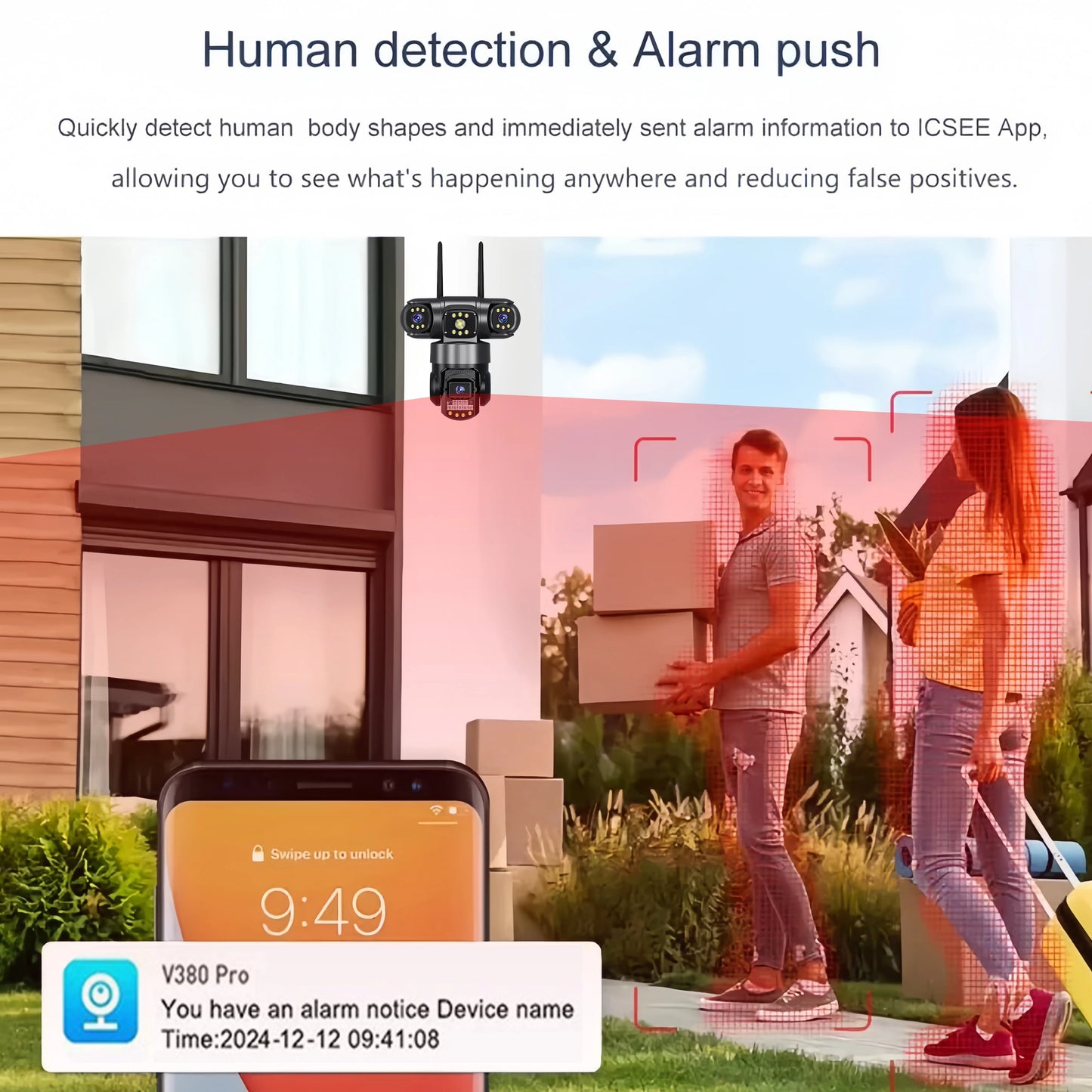 6K Camera V380 Pro WiFi - Triple Lens 12MP Outdoor Waterproof