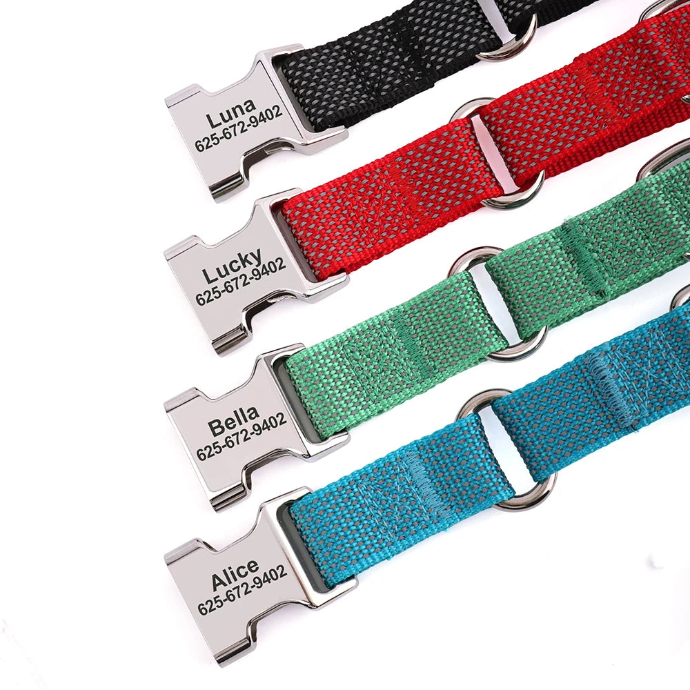 Custom Reflective Dog Collar - Personalized Nylon with Handle for All Sizes - Deribla Store