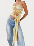 Women s Off Shoulder Ruffle Crop Tops Summer Boho Floral Print