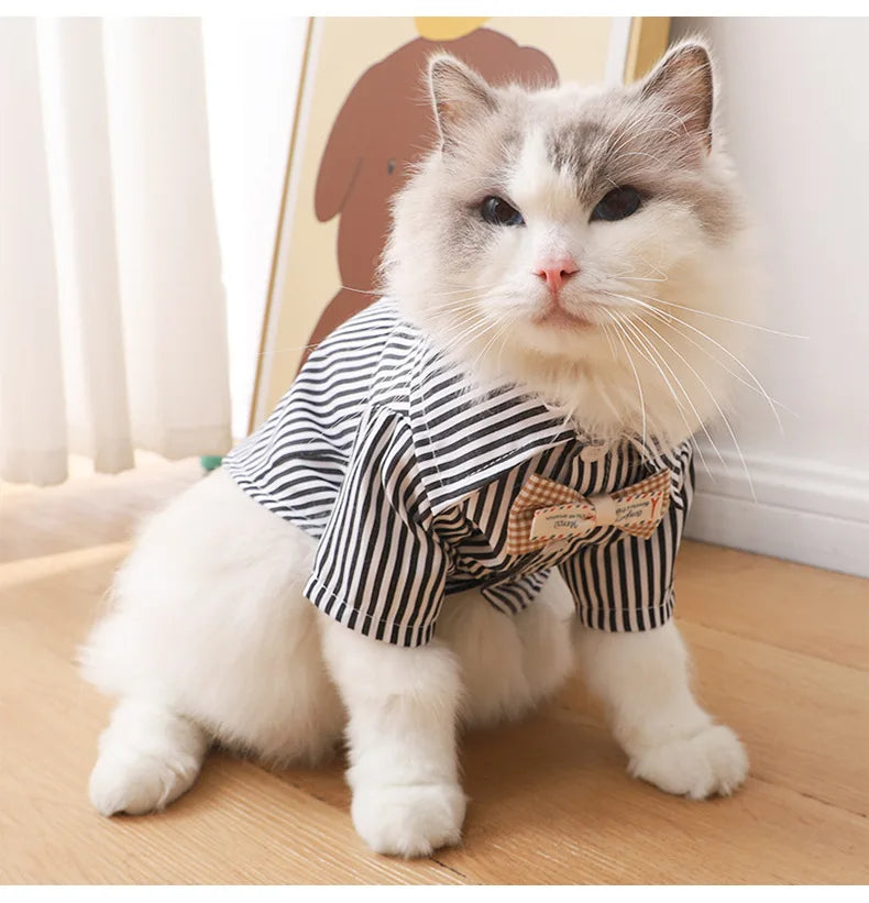 Summer Cat Shirt - Breathable Striped Vest for Cats & Small Dogs - Deribla Store