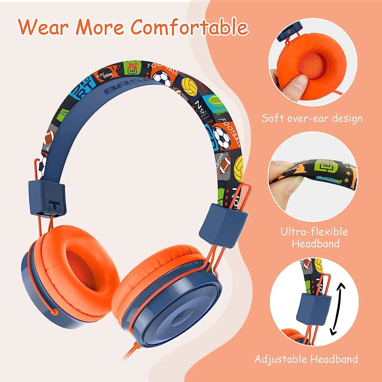 OKCSC B2 Cartoon Headphones Foldable Adjustable Children Headphone