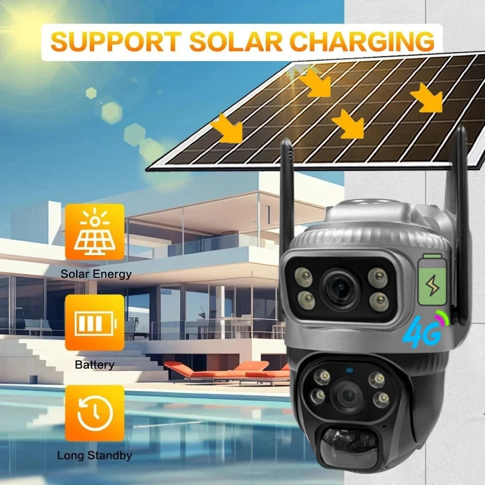 Caméra Solaire Double Lentille 4G 8MP - Dual Screen CCTV