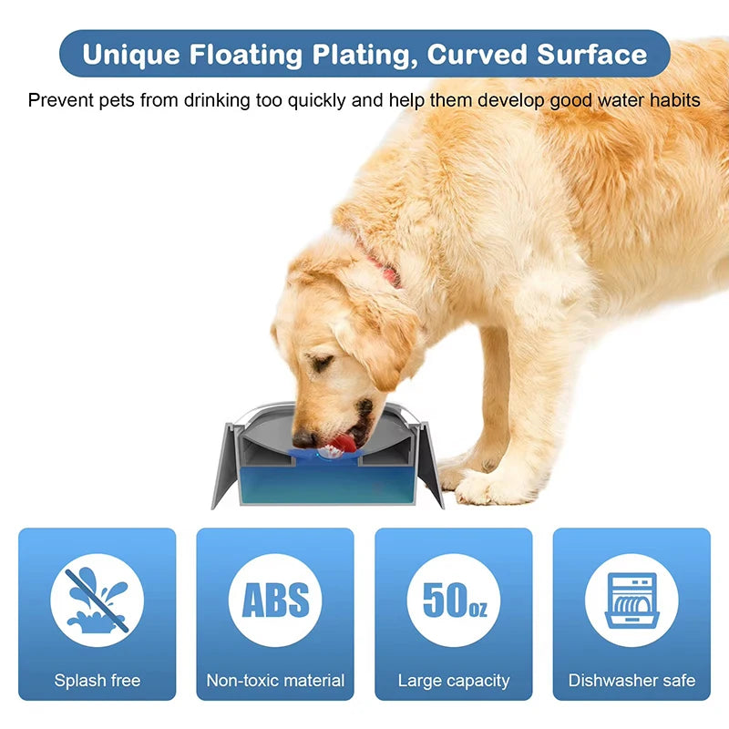 Anti-Spill Dog Water Bowl - 1L Floating Disk No-Splash Pet Bowl for Travel - Deribla Store