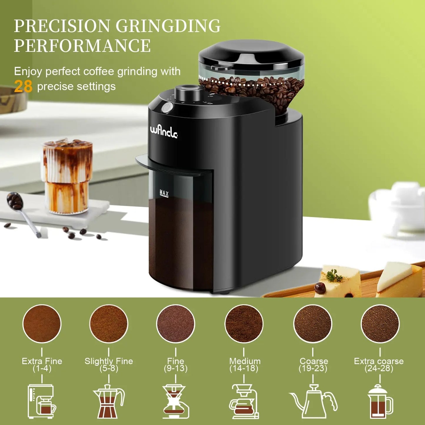 Burr Coffee Grinder Electric - 28 Settings Espresso French Press - Deribla Store
