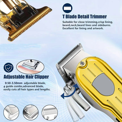 Hair Clipper & Beard Trimmer Set - Rechargeable Barber Kit