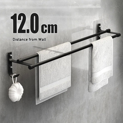Bathroom Hand Towel Rack - No-Drill Wall Mount 2-Tier