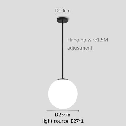 Glass Ball Pendant Light - Modern Globe Hanging Lamp E27