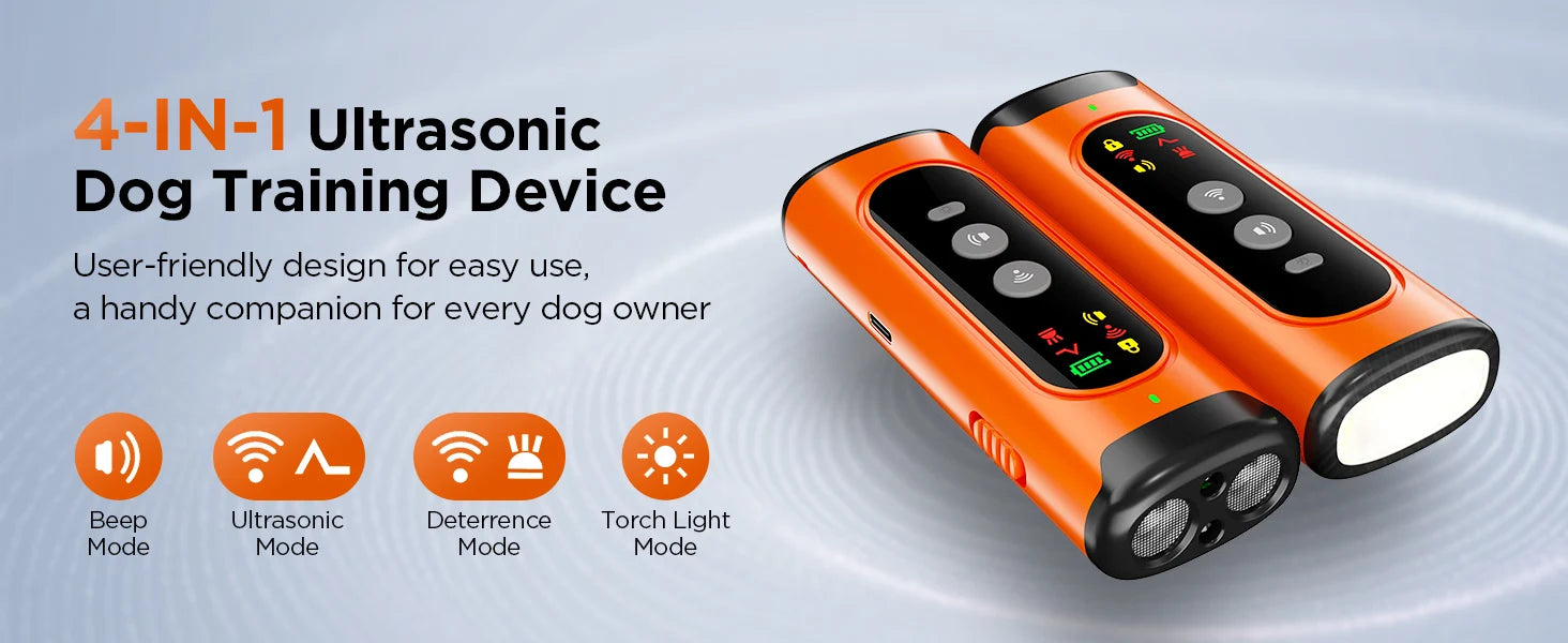 Ultrasonic Dog Repeller - 50FT Range Anti-Bark Training Device with LED Flashlight - Deribla Store
