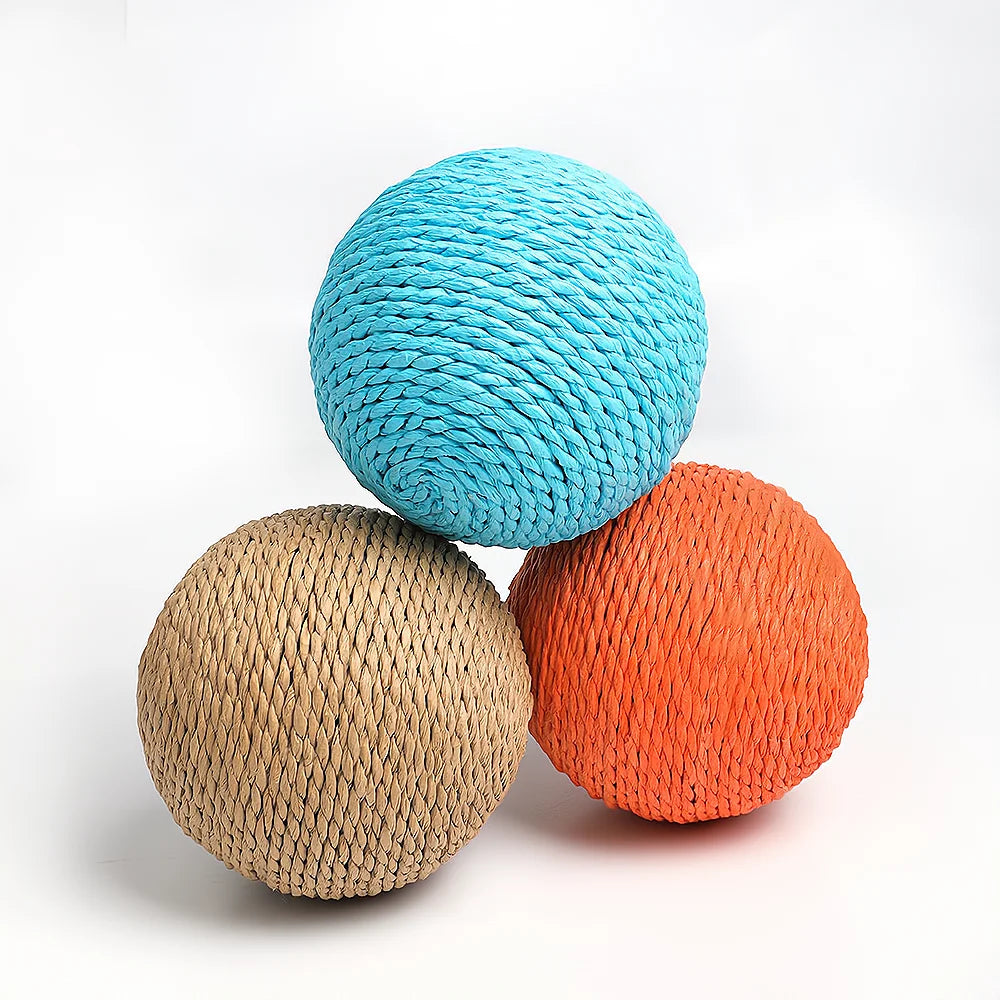 10cm Interactive Sisal Cat Scratching Ball Toy - Extra Large Rope Ball with Sound for Chewing & Playing - Deribla Store