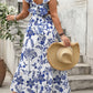 Elegant Women s Summer Dress with Floral Print V Neckline