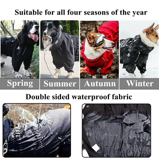Waterproof Dog Raincoat - Reflective Winter Jacket with Hood for Small to Large Dogs - Deribla Store