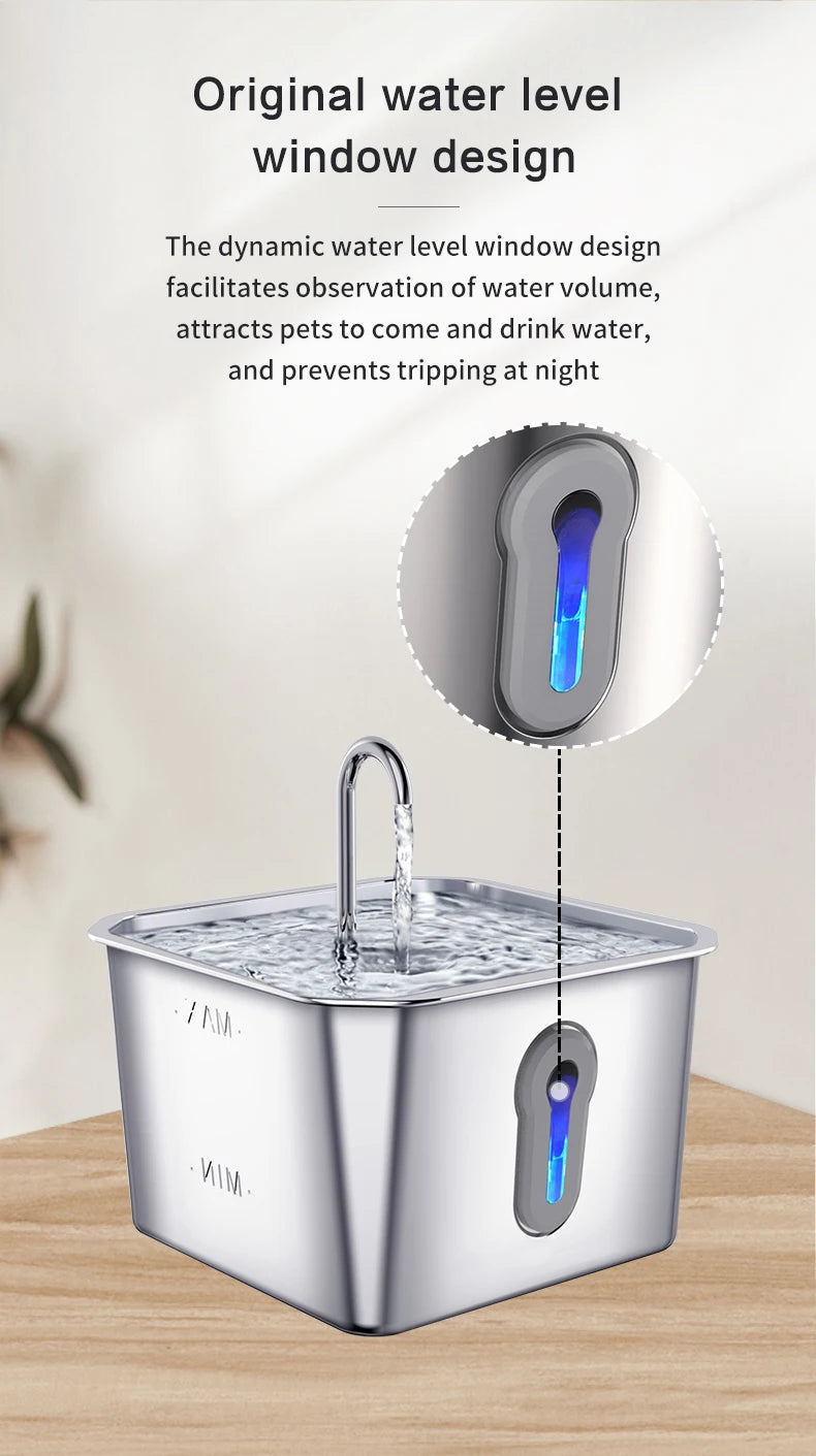 304 Stainless Steel Cat Water Fountain 4L - USB Silent Pump with Triple Filtration - Deribla Store