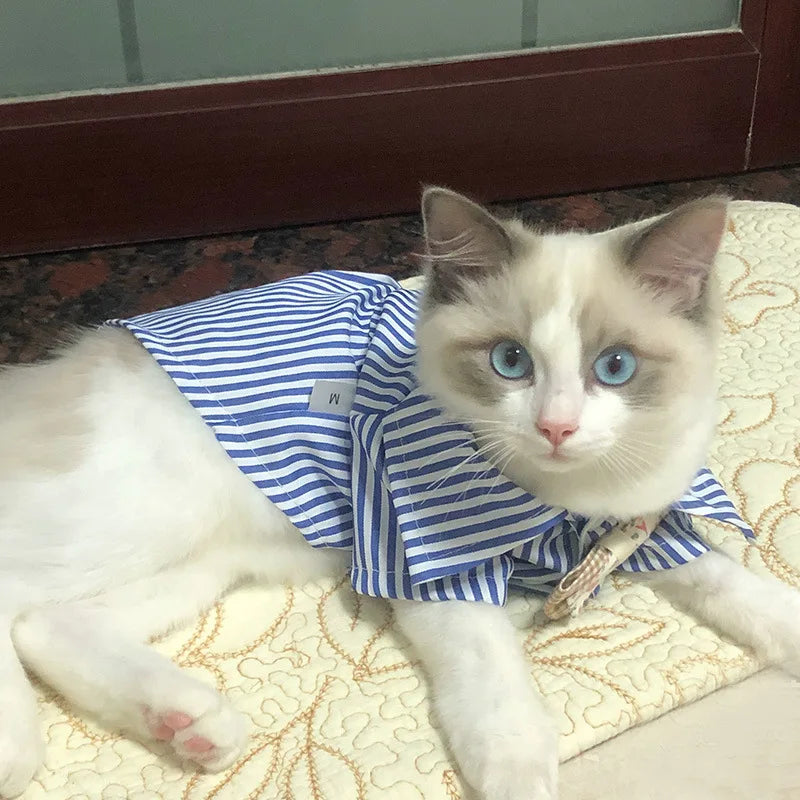 Summer Cat Shirt - Breathable Striped Vest for Cats & Small Dogs - Deribla Store