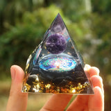 6cm Energy Pyramid Orgonite Reiki Natural Amethyst Ball Healing