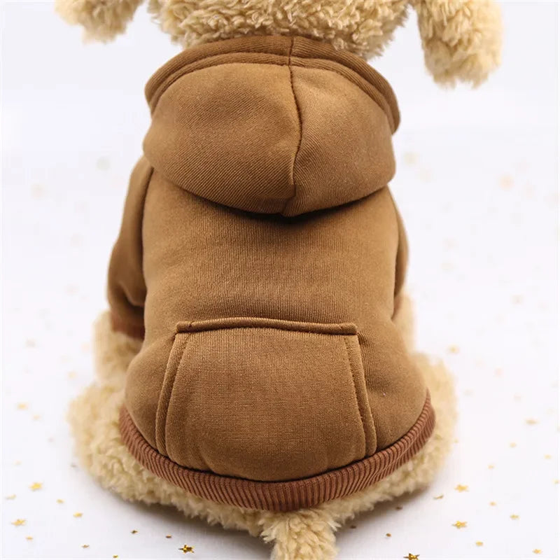 Winter Dog Hoodie with Pocket - Warm Cotton Sweatshirt for Small Dogs & Cats - Deribla Store