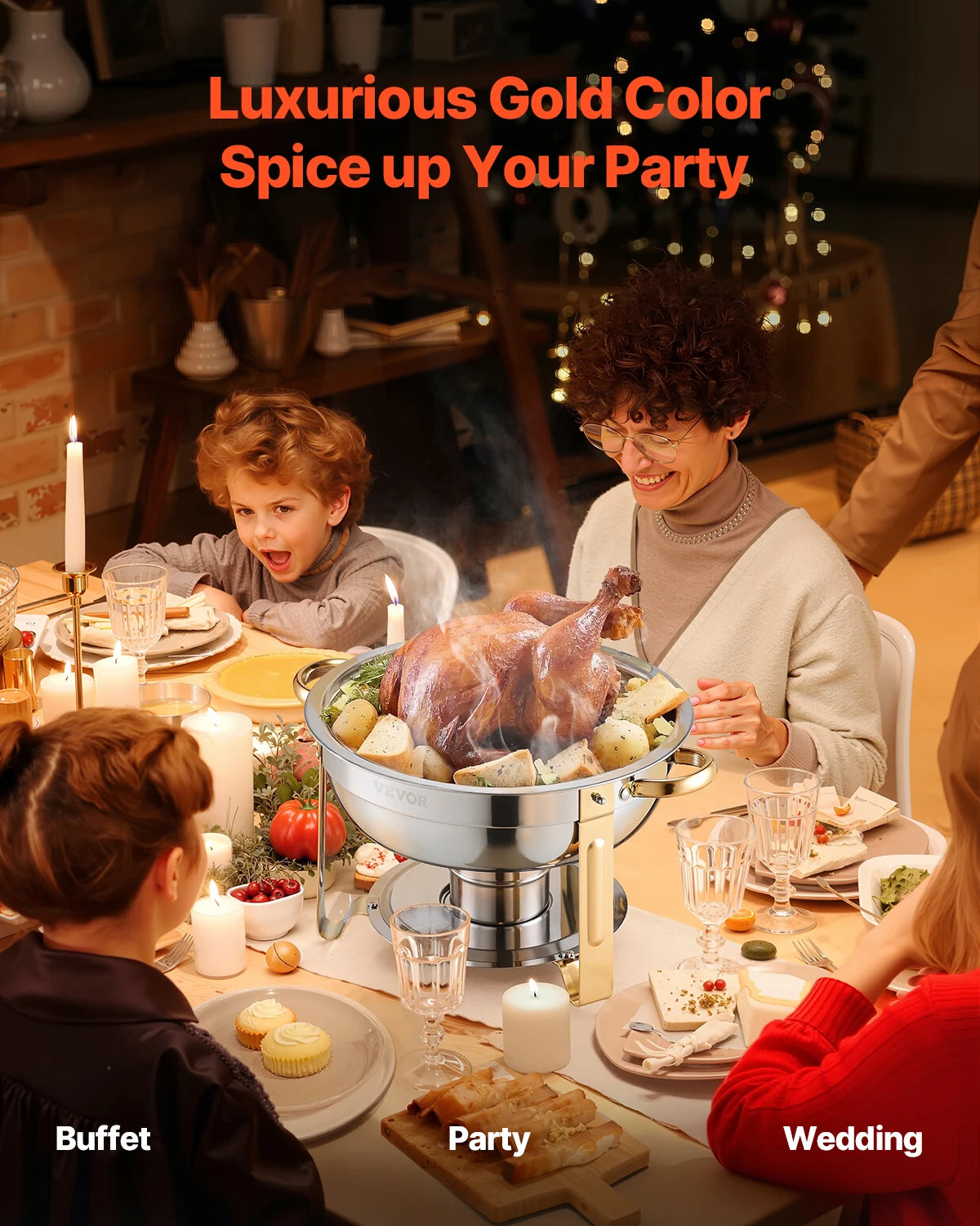 4-Pack Chafing Dish Buffet Set - Stainless Steel Round Catering Warmers with Full Size Pans - Deribla Store