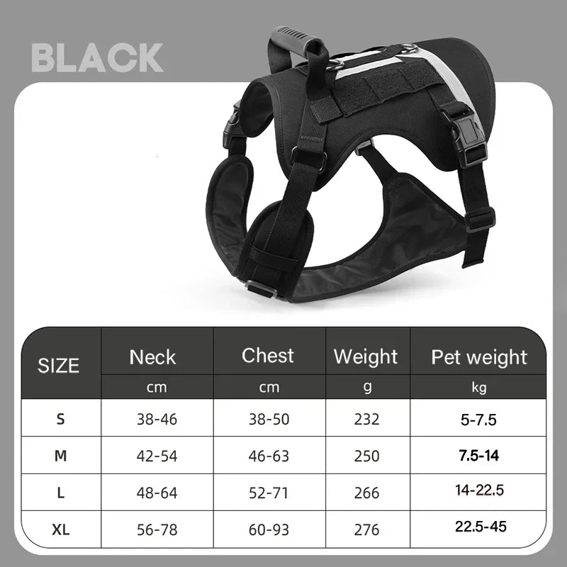 Tactical Dog Harness - Reflective No-Pull Vest for Large Dogs with Handle - Deribla Store