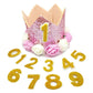 Dog Cat Birthday Crown Hat & Bow Tie Set - Reusable Party Headband with Numbers 0-9 - Deribla Store