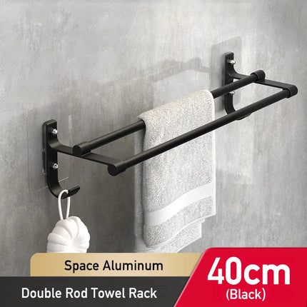 Bathroom Hand Towel Rack - No-Drill Wall Mount 2-Tier