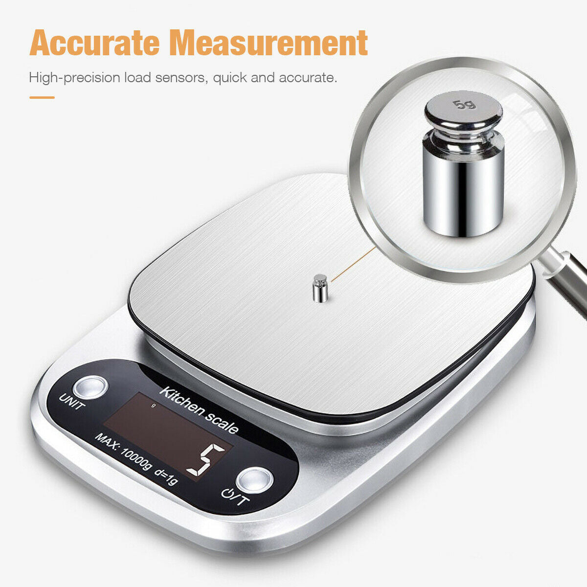 Digital Kitchen Food Diet Scale, Multifunction Weight Balance 22Lbs 1G Kitchen Scale Stainless Steel Weighing Scale for Food Diet Postal Balance Measuring