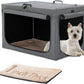 Portable Dog Crate, Soft Dog Crate - 24 Inch Easy Set-Up, Light, Sturdy, Comfy inside with Thicken Mat, Collapsible Crate for Home and Travel Black