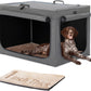 Portable Dog Crate, Soft Dog Crate - 24 Inch Easy Set-Up, Light, Sturdy, Comfy inside with Thicken Mat, Collapsible Crate for Home and Travel Black