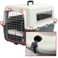Plastic Kennel for Dogs, Wire Door, IATA Airline Approved, Travel Crate, with Wheels, Gray, Large, 32" L X 22" W X 23" H