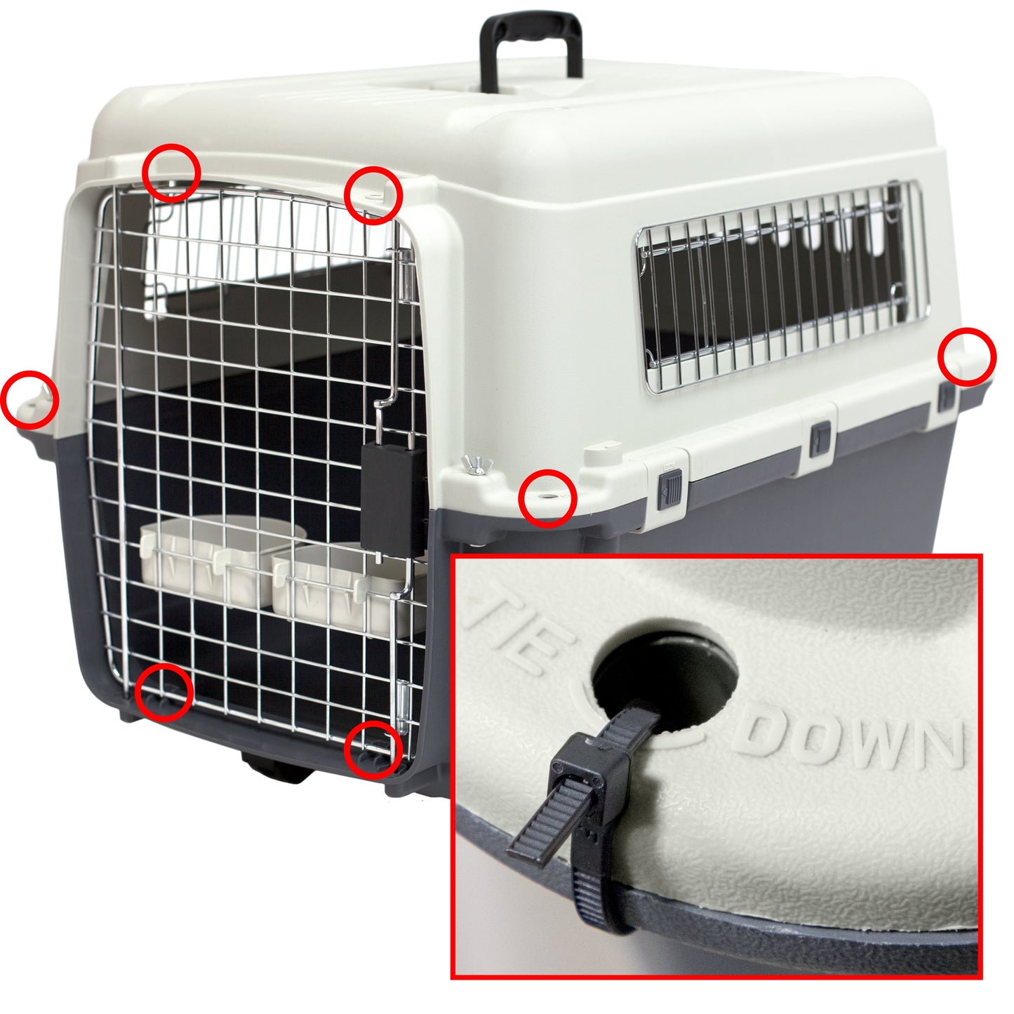 Plastic Kennel for Dogs, Wire Door, IATA Airline Approved, Travel Crate, with Wheels, Gray, Large, 32" L X 22" W X 23" H