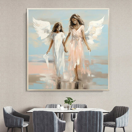 Angel Sisters Walking On Water Oil Painting On Canvas Handmade Modern Abstract Wall Art Pictures Religious Home Room Decor - Deribla Store