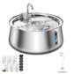304 Stainless Steel Pet Water Fountain 4L/134 Oz Cat Automatic Water Fountain with Faucet Silent Filter Clear Window