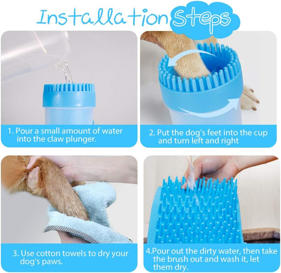Portable Dog Paw Cleaner Upgrade Dog Paw Washer Cup Paw Cleaner for Cats and Small/Medium Dogs (Medium,Blue)