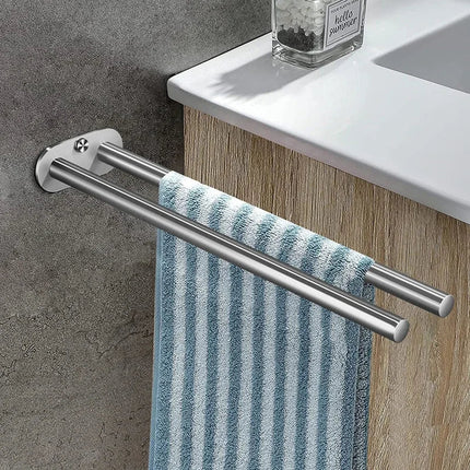 Bathroom Towel Rack Stainless Steel Holder Wall Black Double Towel Rack Hand Bar Towel Hanger Ladder Holder Bathroom Accessories - Deribla Store