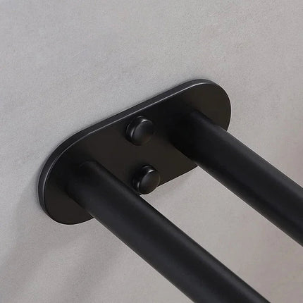 Bathroom Towel Rack Stainless Steel Holder Wall Black Double Towel Rack Hand Bar Towel Hanger Ladder Holder Bathroom Accessories - Deribla Store