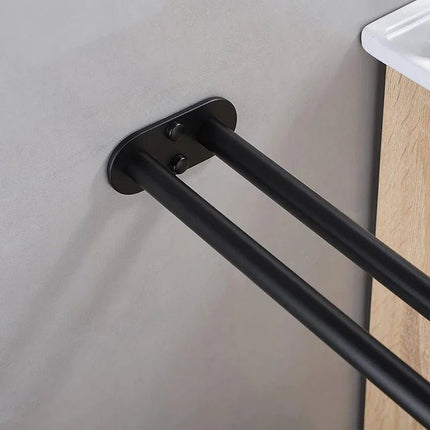 Bathroom Towel Rack Stainless Steel Holder Wall Black Double Towel Rack Hand Bar Towel Hanger Ladder Holder Bathroom Accessories - Deribla Store