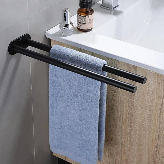 Bathroom Towel Rack Stainless Steel Holder Wall Black Double Towel Rack Hand Bar Towel Hanger Ladder Holder Bathroom Accessories - Deribla Store