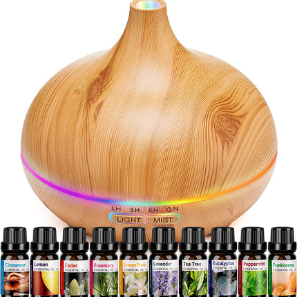 Aroma Diffusers for Essential Oils Large Room with 10 Essential Oils,Ultrasonic Aromatherapy Diffuser for Home Bedroom, Cool Mist Humidifier Vaporizer