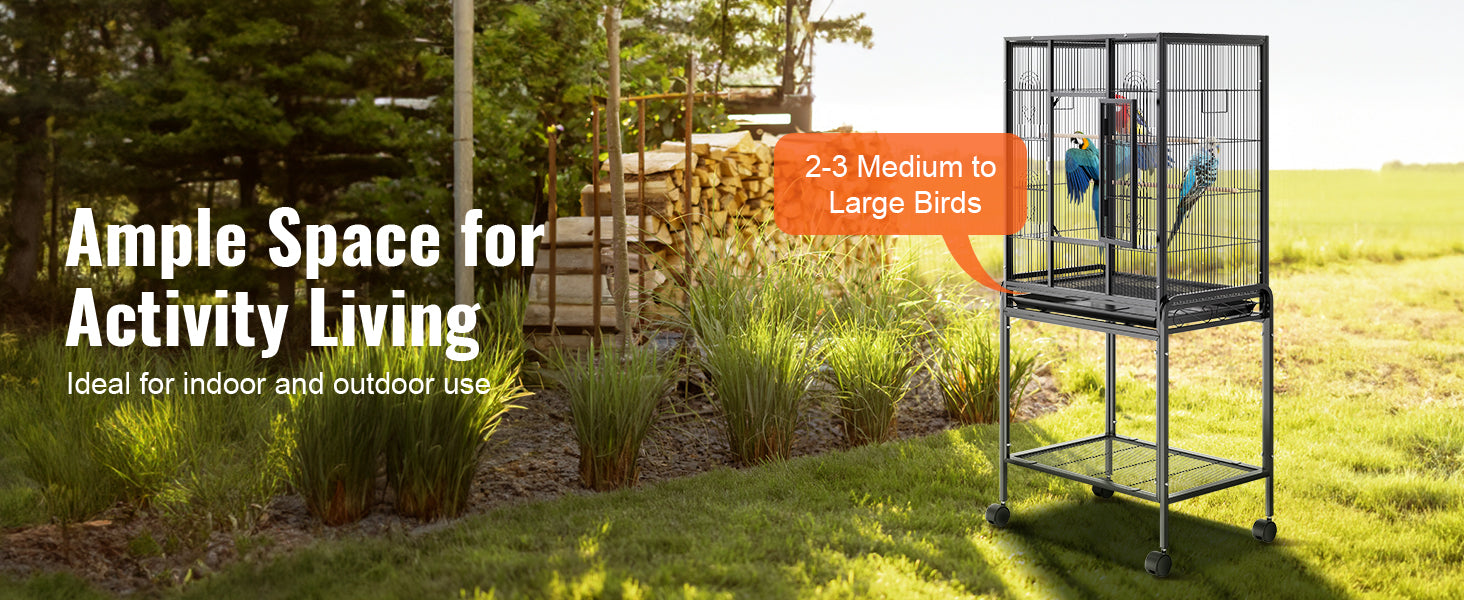 VEVOR Large Flight Bird Cage 52/54" - Carbon Steel Standing Cage with Rolling Stand for Parrots & Cockatiels - Deribla Store