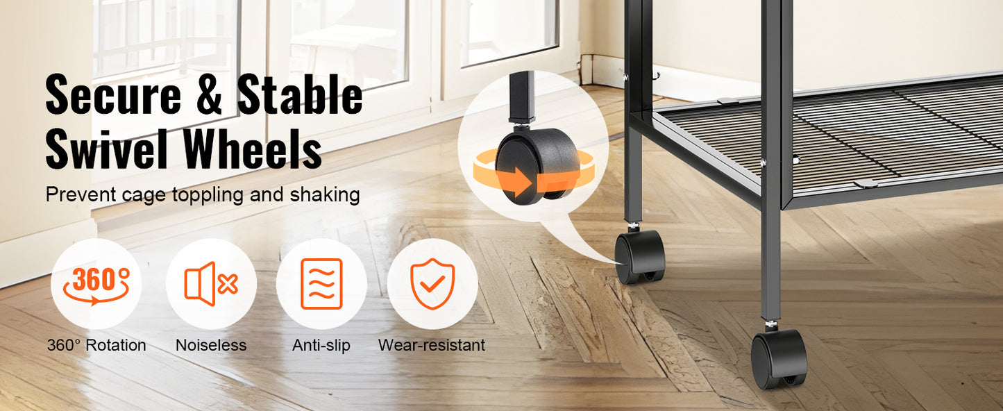 VEVOR Large Flight Bird Cage 52/54" - Carbon Steel Standing Cage with Rolling Stand for Parrots & Cockatiels - Deribla Store