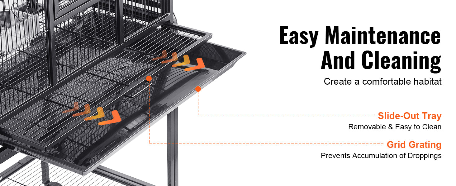 VEVOR Large Flight Bird Cage 52/54" - Carbon Steel Standing Cage with Rolling Stand for Parrots & Cockatiels - Deribla Store